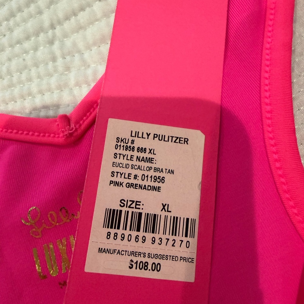 Lilly Pulitzer Euclid Luxletic Scallop Pink Bra Tank Top XL, NWT - Picture 5 of 6